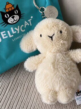 NWT Jellycat Little Lamb Bag Charm Plush Sheep Keychain Clip New